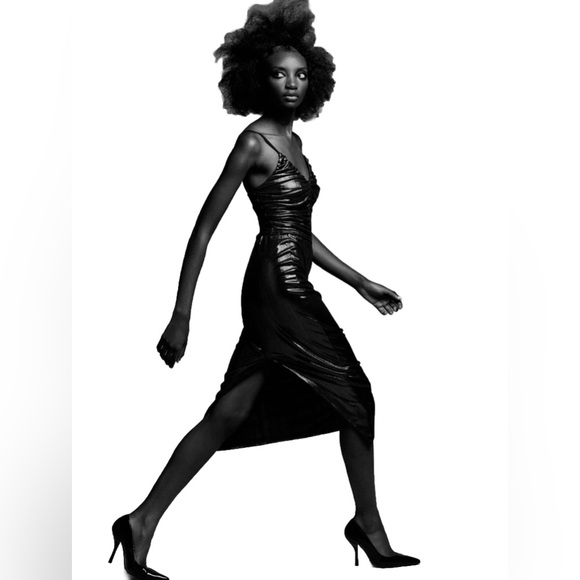 NWT ZARA Shiny Gathered MEDIUM Midi Skirt Elastic Waist Back Slit 4770/629/836 - Picture 2 of 14